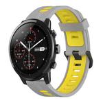 For Amazfit 3 22mm Vertical Pattern Two-Color Silicone Watch Band(Grey+Yellow)