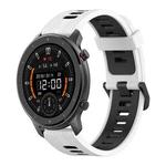 For Amazfit GTR 47mm 22mm Vertical Pattern Two-Color Silicone Watch Band(White+Black)