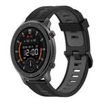 For Amazfit GTR 47mm 22mm Vertical Pattern Two-Color Silicone Watch Band(Black+Grey)