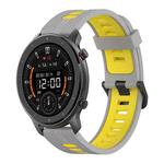 For Amazfit GTR 47mm 22mm Vertical Pattern Two-Color Silicone Watch Band(Grey+Yellow)