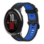 For Amazfit Pace 22mm Vertical Pattern Two-Color Silicone Watch Band(Black+Blue)