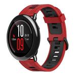 For Amazfit Pace 22mm Vertical Pattern Two-Color Silicone Watch Band(Red+Black)