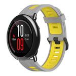 For Amazfit Pace 22mm Vertical Pattern Two-Color Silicone Watch Band(Grey+Yellow)