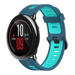 For Amazfit Pace 22mm Vertical Pattern Two-Color Silicone Watch Band(Blue+Water Duck)