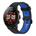 For Amazfit Stratos 22mm Vertical Pattern Two-Color Silicone Watch Band(Black+Blue)