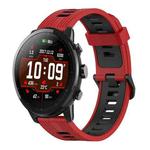 For Amazfit Stratos 22mm Vertical Pattern Two-Color Silicone Watch Band(Red+Black)