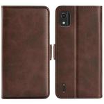 For Nokia C2 2nd Edition Dual-side Magnetic Buckle Horizontal Flip Leather Phone Case(Brown)