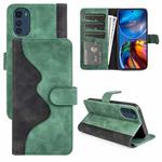 For Motorola Moto E32 4G Stitching Horizontal Flip Leather Phone Case(Green)