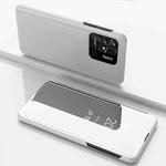 For Xiaomi Redmi 10C Plated Mirror Horizontal Flip Leather Case with Holder(Silver)