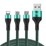 ENKAY ENK-CB120 3 in 1 1.2m USB 3.0 to Type-C / 8 Pin / Micro USB 5A Fast Charging Cable(Green)