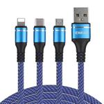 ENKAY ENK-CB121 1.5m 3 in 1 USB 3.0 to Type-C / 8 Pin / Micro USB 5A Fast Charging Cable(Blue)