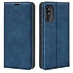 For Motorola Moto G52J 5G Retro-skin Magnetic Suction Flip Leather Phone Case(Dark Blue)