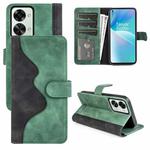 For OnePlus Nord 2T 5G Stitching Horizontal Flip Leather Phone Case(Green)