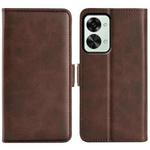 For OnePlus Nord 2T 5G Dual-side Magnetic Buckle Flip Leather Phone Case(Brown)