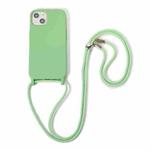 For iPhone 13 Pro Crossbody Lanyard Elastic Silicone Phone Case (Matcha Green)
