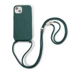 For iPhone 13 Pro Crossbody Lanyard Elastic Silicone Phone Case (Dark Green)