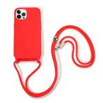 For iPhone 13 Pro Max Crossbody Lanyard Elastic Silicone Phone Case (Red)