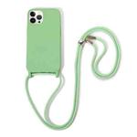 For iPhone 13 Pro Max Crossbody Lanyard Elastic Silicone Phone Case (Matcha Green)