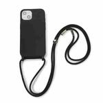 For iPhone 13 mini Crossbody Lanyard Elastic Silicone Phone Case (Black)