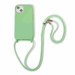For iPhone 13 mini Crossbody Lanyard Elastic Silicone Phone Case (Matcha Green)
