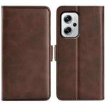 For Xiaomi Redmi Note 11T Pro / Note 11T Pro+ Dual-side Magnetic Buckle Flip Leather Phone Case(Brown)