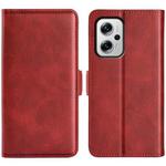 For Xiaomi Redmi Note 11T Pro / Note 11T Pro+ Dual-side Magnetic Buckle Flip Leather Phone Case(Red)