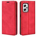 For Xiaomi Redmi Note 11T Pro / Note 11T Pro+ Retro-skin  Magnetic Suction Leather Phone Case(Red)