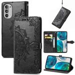For Motorola Moto G52 Mandala Flower Embossed Horizontal Flip Leather Phone Case(Black)