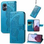 For OnePlus N20 5G Butterfly Love Flower Embossed Flip Leather Phone Case(Blue)