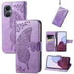 For OnePlus N20 5G Butterfly Love Flower Embossed Flip Leather Phone Case(Light Purple)