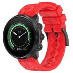 For Suunto 9 24mm Football Pattern Silicone Solid Color Watch Band(Red)