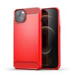 For iPhone 14 Plus MOFI Gentleness Brushed Texture Carbon Fiber TPU Phone Case  (Red)