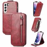 For Samsung Galaxy S22 5G Zipper Wallet Vertical Flip Leather Phone Case(Red)