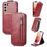 For Samsung Galaxy S21 5G Zipper Wallet Vertical Flip Leather Phone Case(Red)
