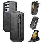 For Samsung Galaxy S21 Ultra Zipper Wallet Vertical Flip Leather Phone Case(Black)