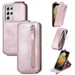 For Samsung Galaxy S21 Ultra Zipper Wallet Vertical Flip Leather Phone Case(Pink)