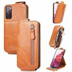 For Samsung Galaxy S20 FE 5G / S20 Lite 4G Zipper Wallet Vertical Flip Leather Phone Case(Brown)