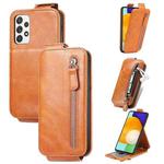 For Samsung Galaxy A52 5G / 4G Zipper Wallet Vertical Flip Leather Phone Case(Brown)
