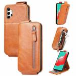 For Samsung Galaxy A32 5G Zipper Wallet Vertical Flip Leather Phone Case(Brown)