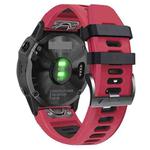 For Garmin Tactix 7 26mm Silicone Sports Two-Color Watch Band(Red+Black)