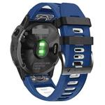 For Garmin Tactix 7 26mm Silicone Sports Two-Color Watch Band(Midnight Blue+White)