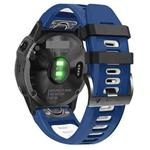 For Garmin Descent MK2 26mm Silicone Sports Two-Color Watch Band(Midnight Blue+White)