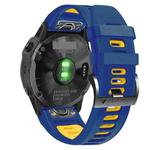 For Garmin Descent MK2 26mm Silicone Sports Two-Color Watch Band(Midnight Blue+Yellow)