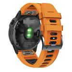 For Garmin Fenix 7 22mm Silicone Sports Two-Color Watch Band(Orange+Black)