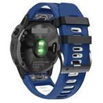 For Garmin Instinct 22mm Silicone Sports Two-Color Watch Band(Midnight Blue + White)