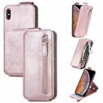 For iPhone XS Max Zipper Wallet Vertical Flip Leather Phone Case(Pink)