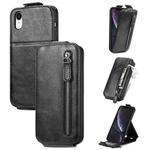 For iPhone XR Zipper Wallet Vertical Flip Leather Phone Case(Black)