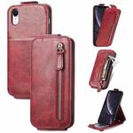 For iPhone XR Zipper Wallet Vertical Flip Leather Phone Case(Red)