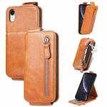 For iPhone XR Zipper Wallet Vertical Flip Leather Phone Case(Brown)