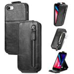 For iPhone SE 2022 / SE 2020 / 8 / 7 Zipper Wallet Vertical Flip Leather Phone Case(Black)